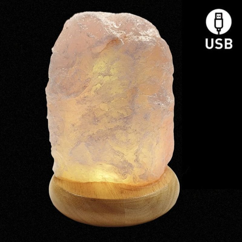 Lámpara de Cuarzo Rosa (14cm). USB