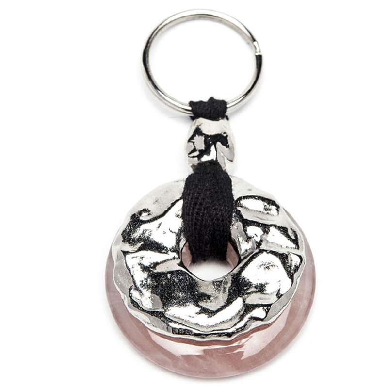Key ring Donut Quartz Rose