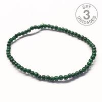 Pulsera Malaquita (Bola 3mm). Set 3 Un.