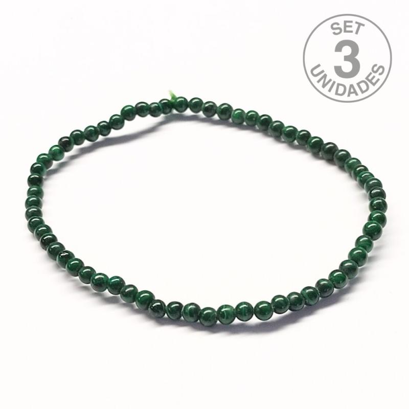 Bracelet Malachite (Boule 3mm). Set 3 Un.