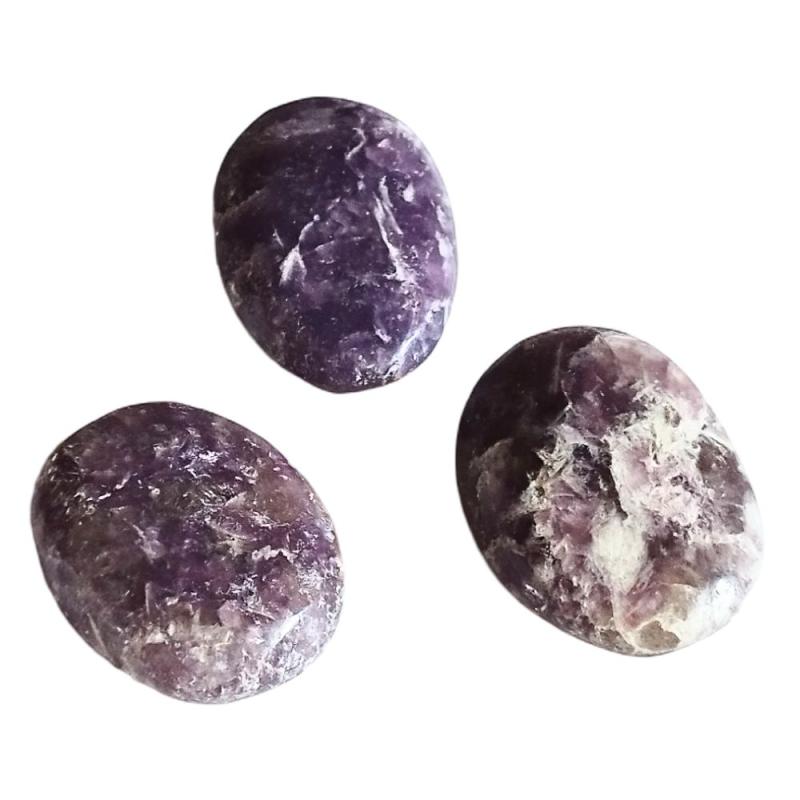 Masseur Ovale Lépidolite. Set 3 Un.