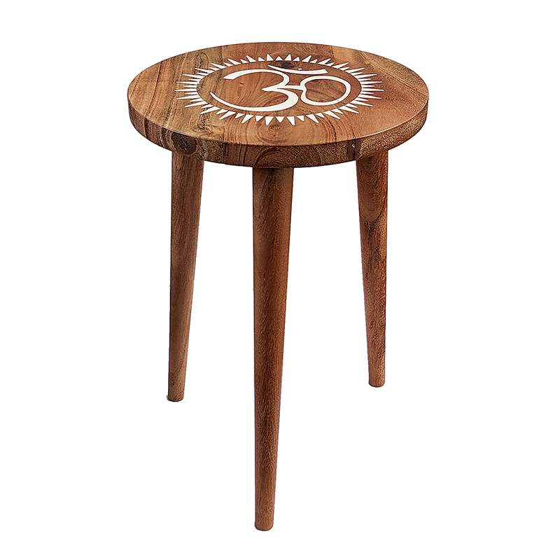 Mesa Auxiliar Símbolo Om de madera maciza.