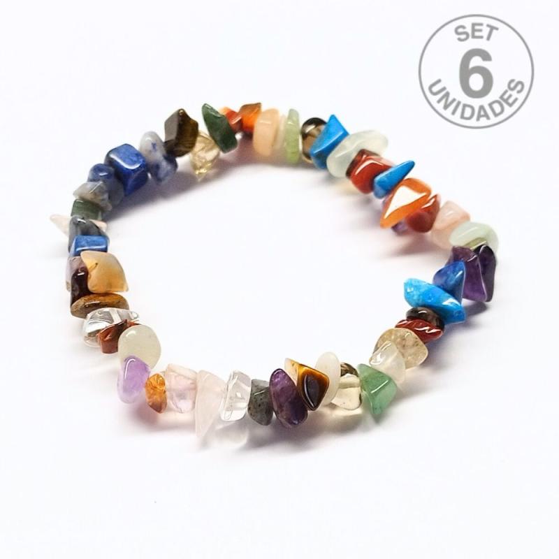 Pulsera Chip Mineral Surtido. Set 6 Un.