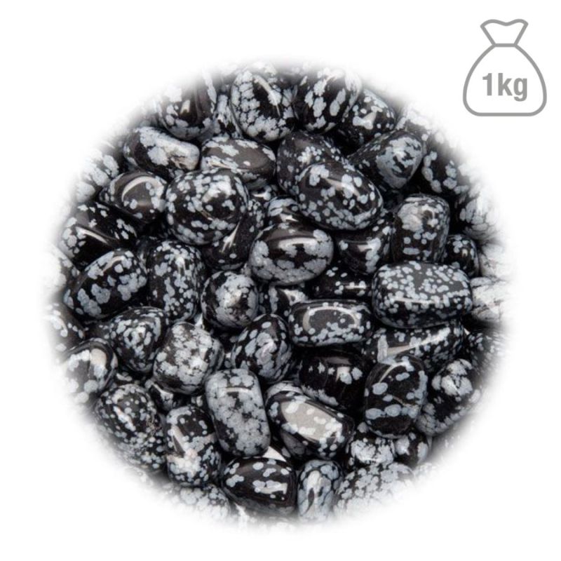 Obsidienne Flocons de Neige Pierre Roulée Petite. Sac 1kg