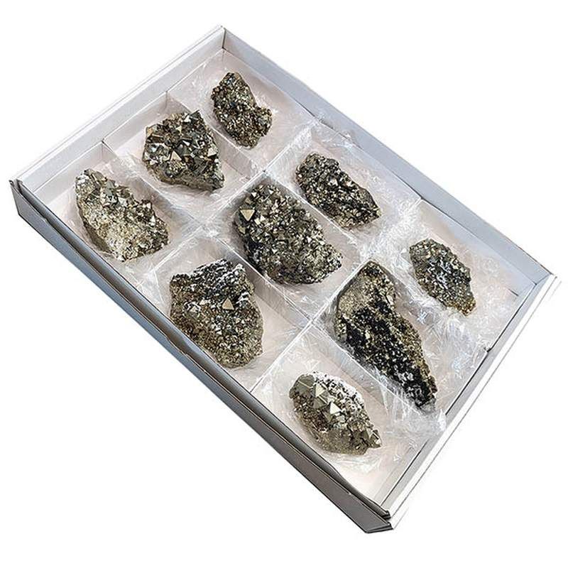 Pyrite Octahedra (Peru). Box 9 pieces