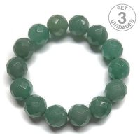 Pulsera Aventurina Verde Fac. (Bola 14mm). Set 3 Un.