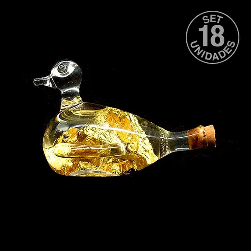 Canard Verre Soufflé Or. Set 18 uni.