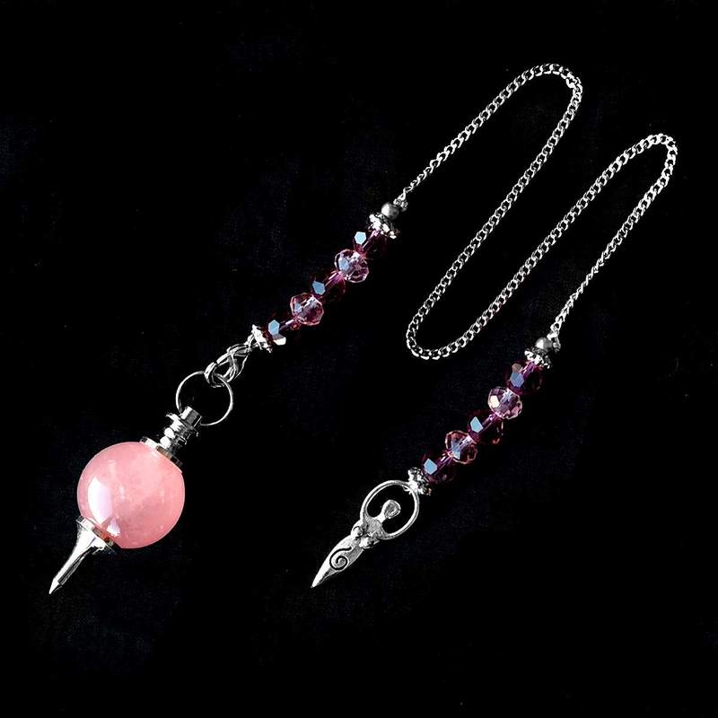 Péndulo Bola Cuarzo Rosa y Diosa