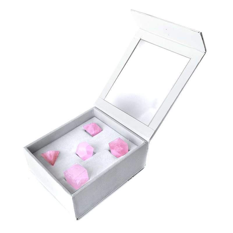 Poliedros Cuarzo Rosa 5 unidades