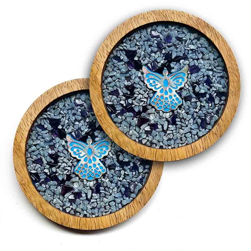 Angel, Angelite and Amethyst Eye Coasters (2u)