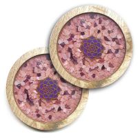 Posavasos Flor de Loto, Cuarzo Rosa y Amatista (2u)