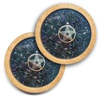 Posavasos Pentáculo, Turmalina Negra y Amatista (2u)