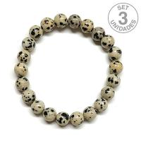 Pulsera Jaspe Dálmata Bola 8mm (set 3un.)