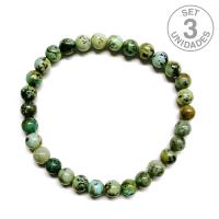 Pulsera Turquesa Africana bola 6mm. (Set 3u)
