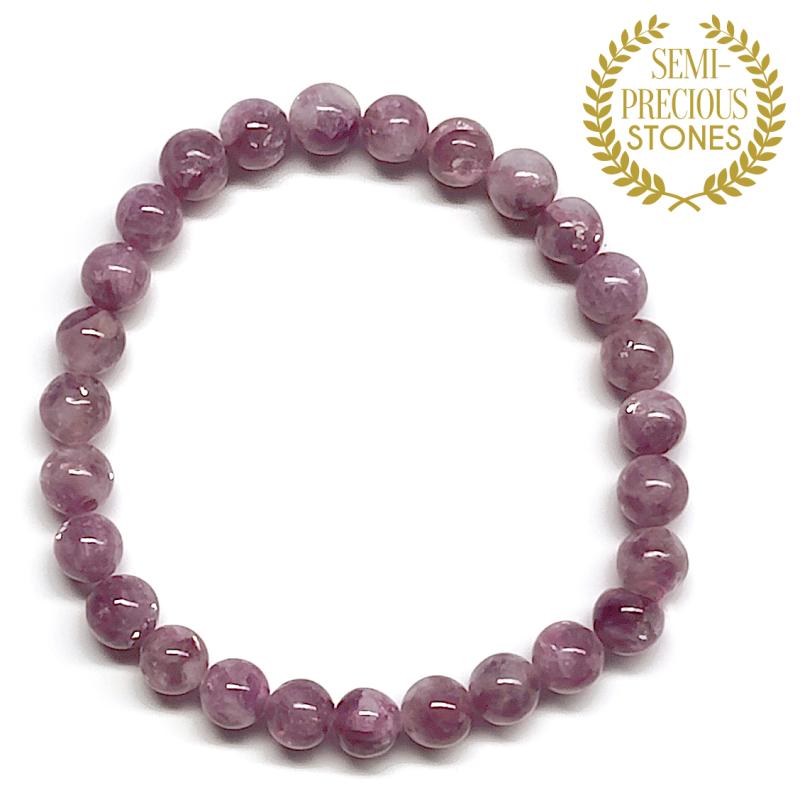 Bracelet Lépidolite (Boule 6mm)