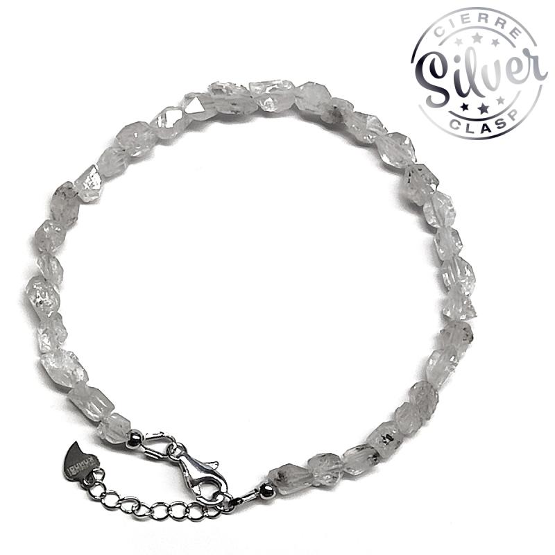 Bracelet Herkimer Quartz. Fermoir en Argent