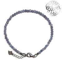 Pulsera Tanzanita facetada (Bola 4mm). Cierre Plata