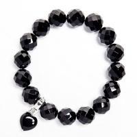 Pulsera Ágata Negra Bola facetada Corazón