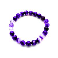 Pulsera Ágata Lila, Bola 8 mm.