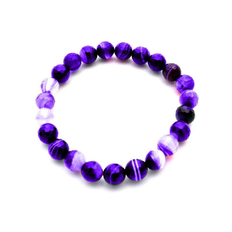 Pulsera Ágata Lila, Bola 8 mm.