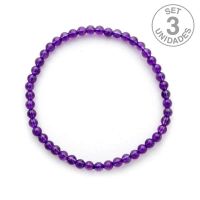 Pulsera Amatista. Bola 4 mm. Set 3 Un.