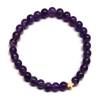 Bracelet en Améthyste (perles 6 mm) + symbole étoile en or. Set 3 Un.