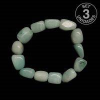 Pulsera Amazonita Rodado Irregular. Set 3 Un.