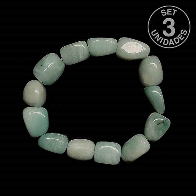 Bracelet Amazonite Roulée Irrégulier. Set 3 Un.