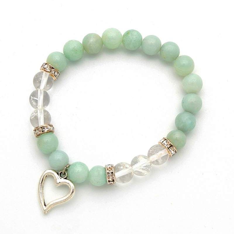 Pulsera Amuleto Corazón (Bolas 8mm)