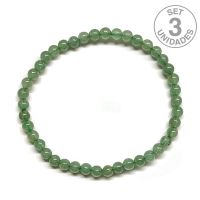Pulsera Aventurina Verde (Bola 4mm). Set 3 Un.