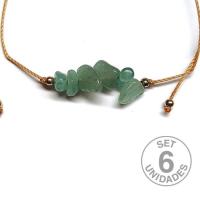 Aventurine chip bracelet on adjustable beige thread. Set 6 Un.