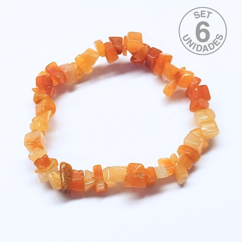 Pulsera Chip Aventurina Roja. Set 6 Un.