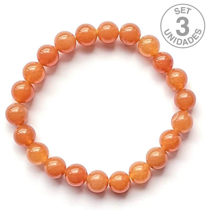 Pulsera Aventurina Roja (Bola 8mm). Set 3 Un.