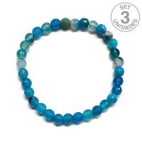 Pulsera Ágata Azul facetada (6mm) Set 3un.