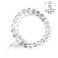Pulsera Budista Cristal de Roca. Set 3un.