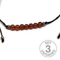 Carnelian beads (4mm) bracelet on adjustable black thread. Set 3 Un.