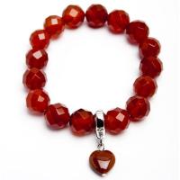 Pulsera Carneola facetada con Colgante Corazón