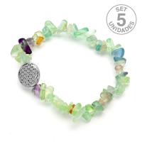 Pulsera Fluorita Flor de Vida. Set 5 Un.