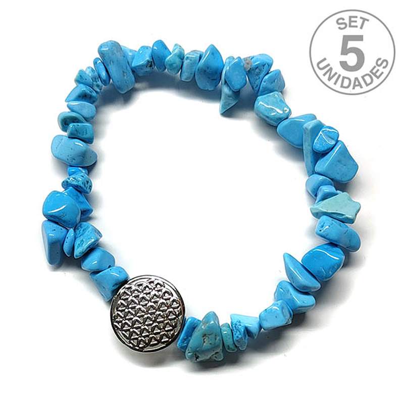 Pulsera Howlita + Flor de la Vida. Set 5 Un.