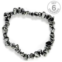 Pulsera Chip Hematite. Set 6 Un.