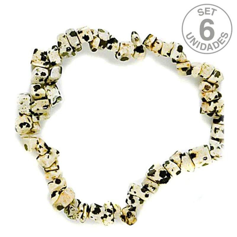 Dalmatian Jasper Chip Bracelet. Set 6 Un.
