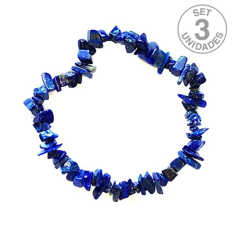 Pulsera Chip Lapislázuli. Set 3 Un.