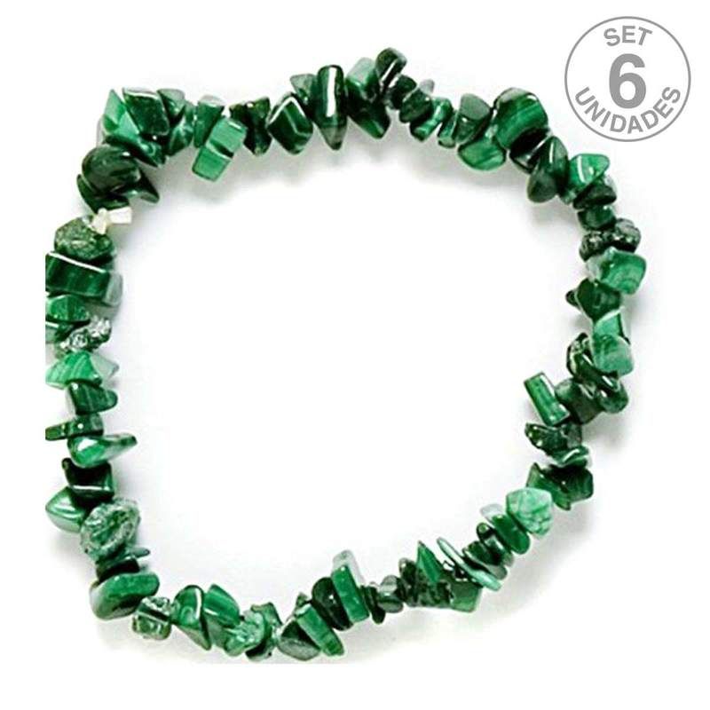 Malachite Chip Bracelet. Set 6 Un.