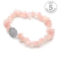 Pulsera Cuarzo Rosa Flor de la Vida. Set 5 Un.