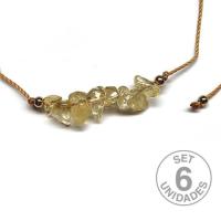 Citrine chip bracelet on adjustable beige thread. Set 6 Un.