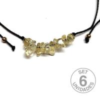 Citrine chip bracelet on adjustable black thread. Set 6 Un.