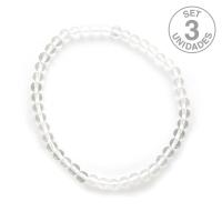 Pulsera Cristal de Roca (Bola 4mm). Set 3 Un.