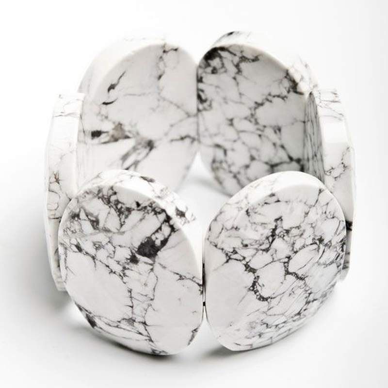 Bracelet Howlite Blanche Facettée