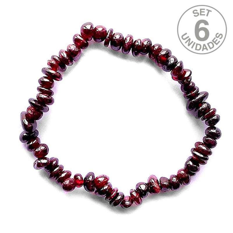 Bracelet Chips Grenat. Set 6 Un.