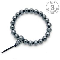 Pulsera Budista Hematite. Precio set 3un